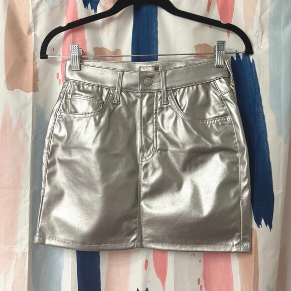 MOTHER The Vagabond Mini Skirt in Silver Dagger Size 25 - Picture 4 of 15